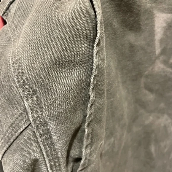 VTG Carhartt Detroit Jacket J97 MOS Moss Green Blanket Lined Distressed XL USA - Picture 9 of 11